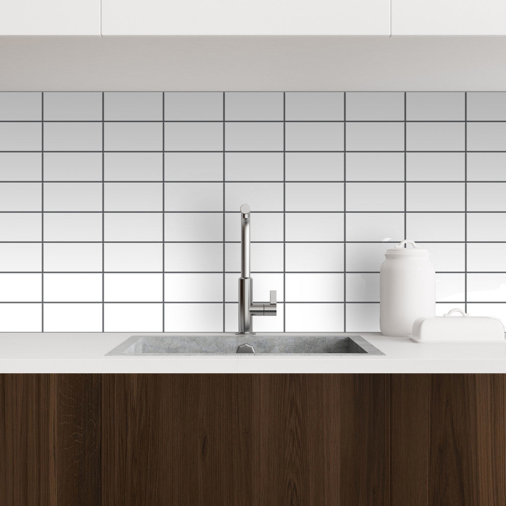 12"x6" Kitchen Original Brilliant White Glossy 3D Tile Stickers