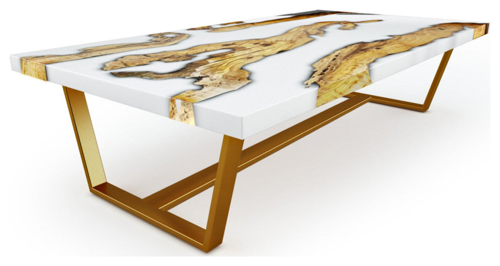 Morano Olive Wood Coffee Table, White, W: 31.5" 80cm X L: 63.0" 160cm