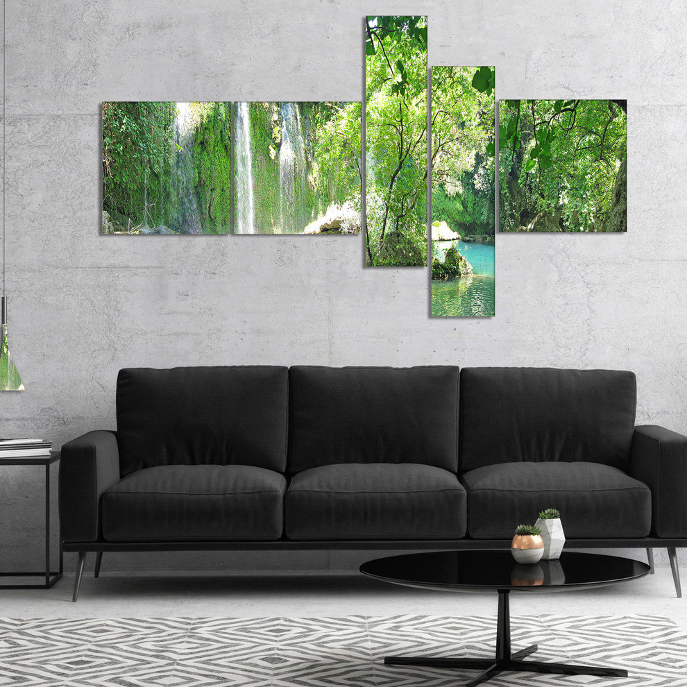 Kursunlu Waterfalls Antalya, Landscape Photo Canvas Print, 60"x32", 5 panels