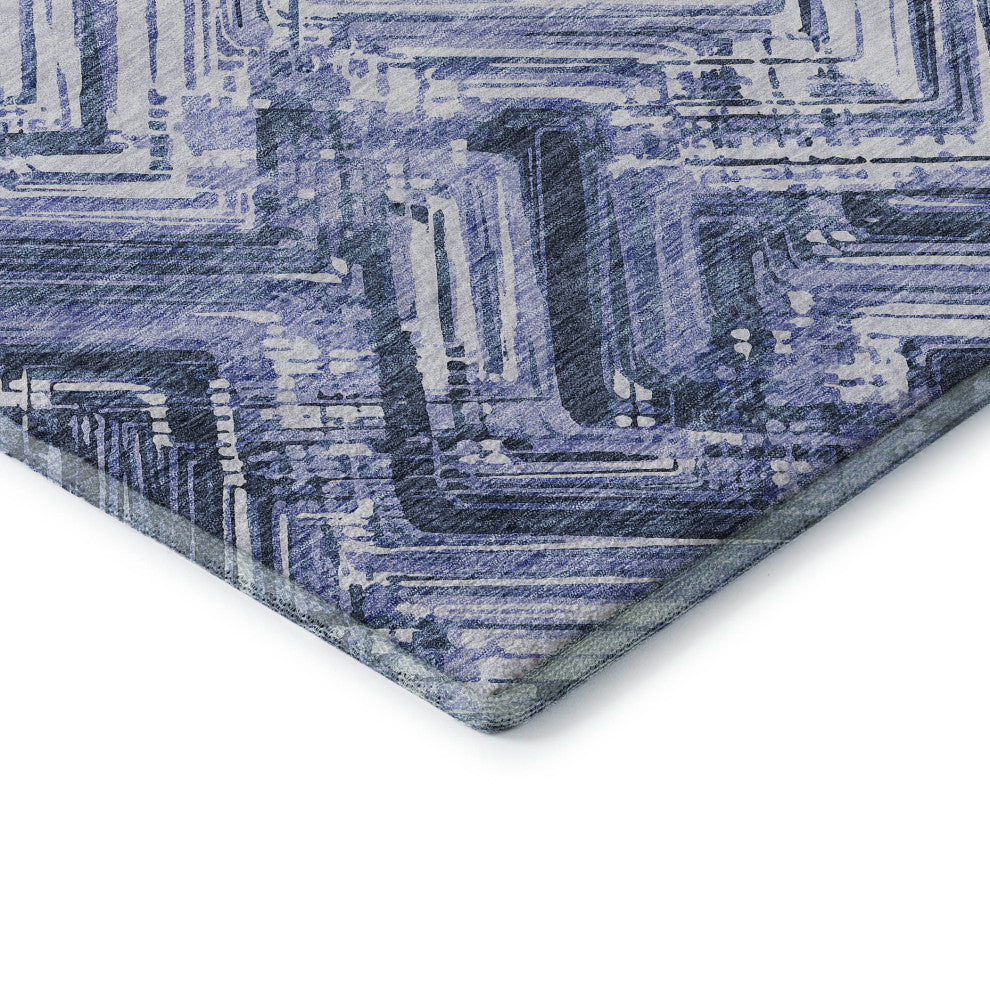 Premium Machine Washable Mayfield AMF630 Blue 2'3" x 7'6" Runner Rug