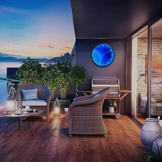 12" Night Light Wall Clock, Silent Battery-Operated LED Wall Clocks