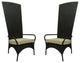 Resin Wicker Outdoor Patio King Chairs, Beige Cushions, Black, Set of 2