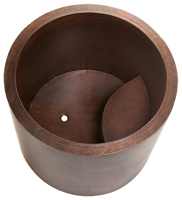 45" Hammered Copper Japanese Style Soaker Bathtub & Drain Package