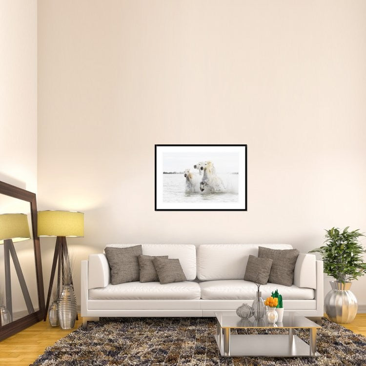 "Horses Hight Key" Framed Digital Print by Ciro De Simone, 44x32"