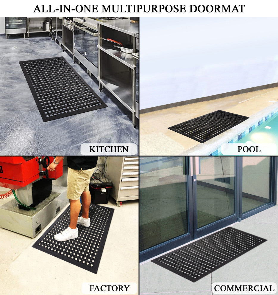 A1HC New Anti Fatigue Versatile Rubber Floor Mat With Drain Holes, 24"x36"