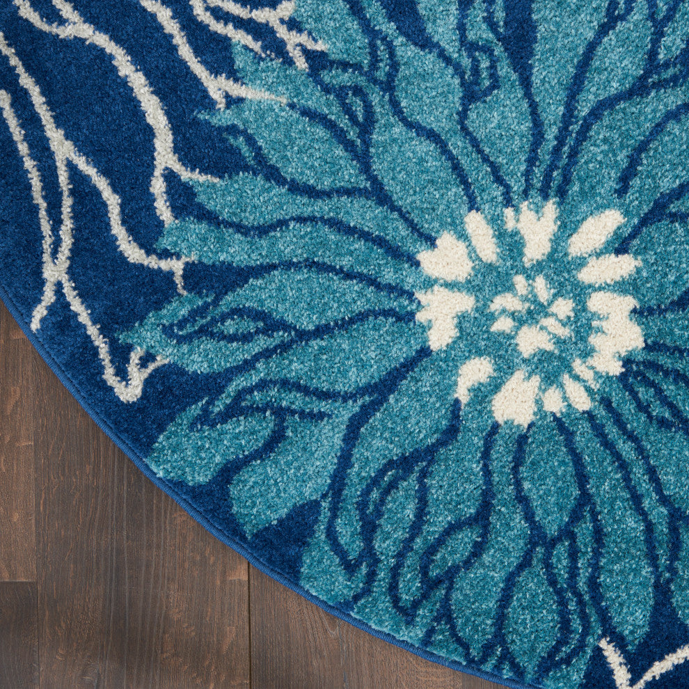 Nourison Passion 4' x Round Navy/Ivory Contemporary Indoor Area Rug