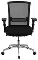 Contemporary Office Chair, Padded Seat With Lumbar Support, Black Fabric Mesh