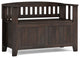 Acadian Solid Wood Small Entryway Storage Bench, Brunette Brown