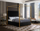 Jones Upholstered Bed, Black, King, Velvet
