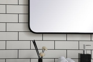 Ellis Soft Corner Metal Rectangular Mirror, Black, 30"x60"