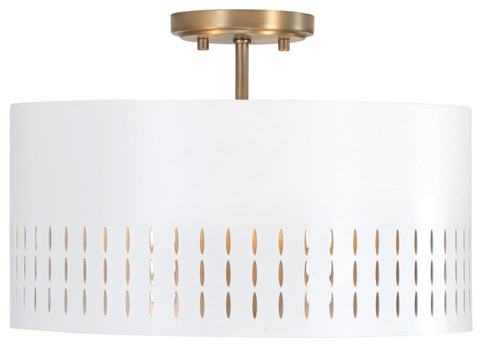 Capital Lighting 250231 Dash 3 Light 16"W Semi-Flush Drum Ceiling - Aged Brass