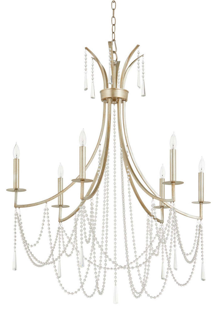 Quorum International 628-6 Malin 6 Light 32"W Crystal Empire - Antique Silver
