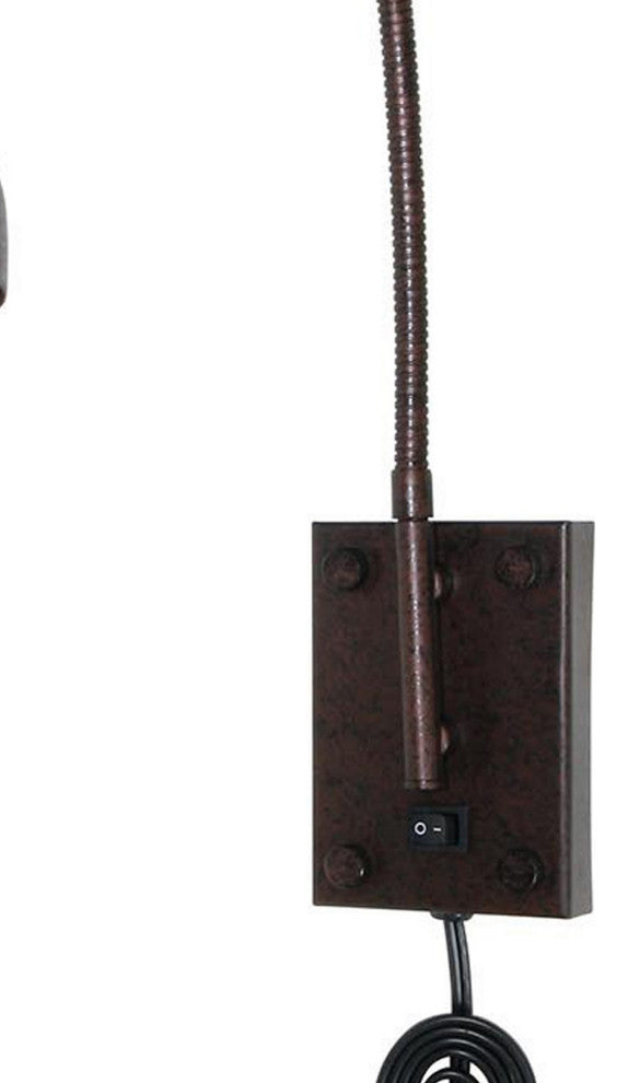 Benzara BM225089 Metal Round Wall Reading Lamp with Plug In Switch, Bronze