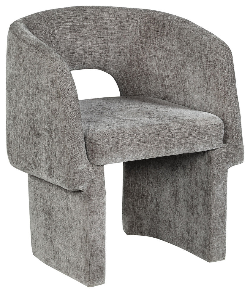 Emmet Boucle Fabric Dining Chair / Accent Chair, Grey, Chenille Fabric