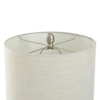 Joni Ceramic Table Lamp-Natural Cement Grey Finish-Heathered Off/White Drum