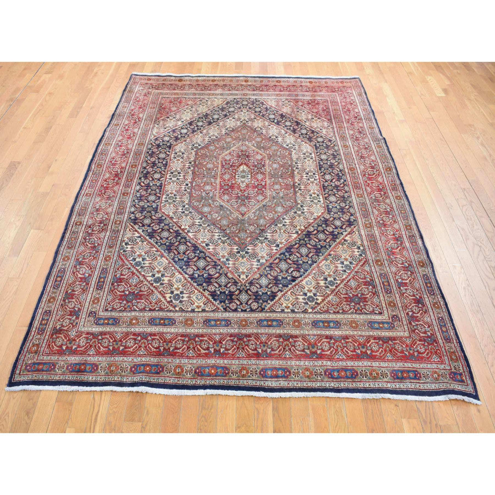 Cordovan Red Persian Geometric Design Wool Hand Knotted Oriental Rug 7'9"x10'10"