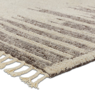 Patra Hand-Knotted Solid Cream/ Taupe Area Rug 9'X13'