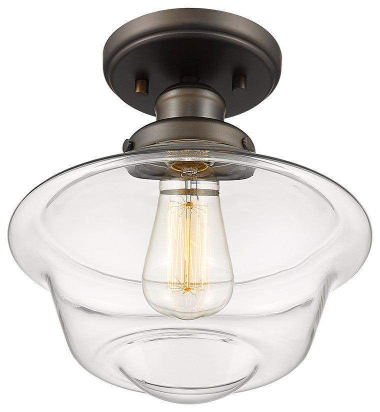 Retro Inspired 1 Light Ceiling Mount Lighting With Clear School House Glass