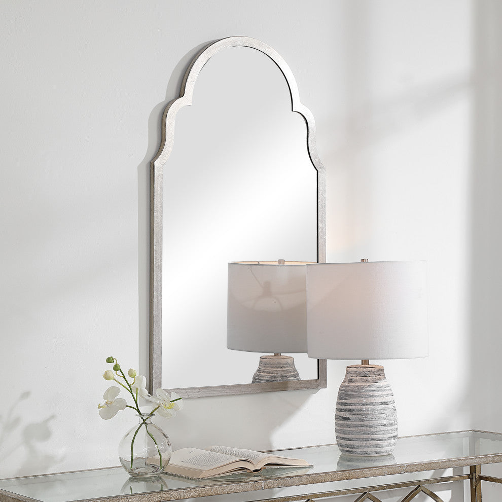 Moroccan Inspired Cathedral Arched 37" x 21" Vanity Bathroom Wall Mirror