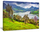 "Lake Rosamarina" Panorama Landscape Canvas Photo Print, 20"x12"