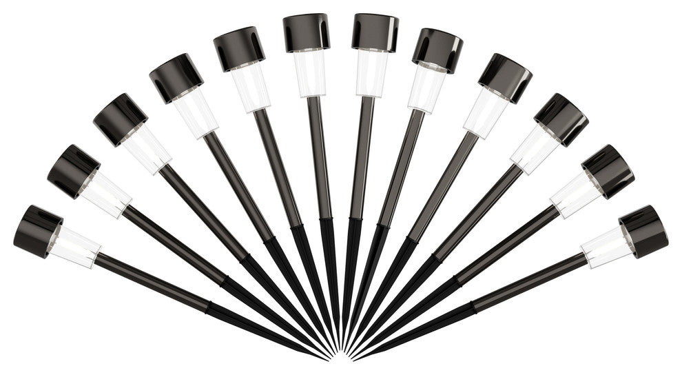 Solar Path Lights- 12.2" Stake Lighting Set of 12 by Pure Garden, Black