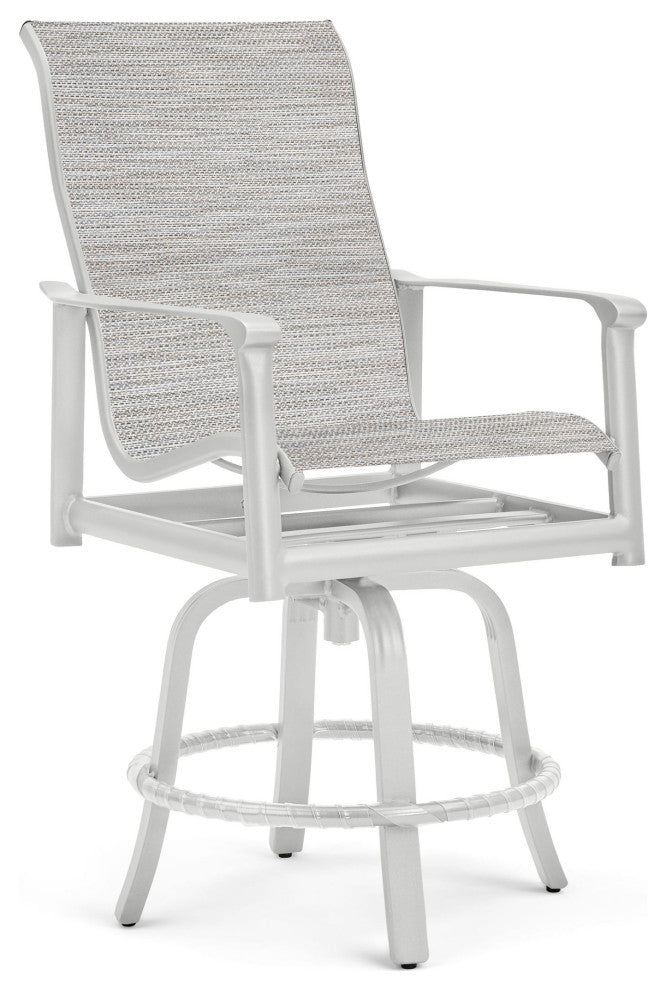 Aspen Sling High Back Swivel Balcony Stool, Coastal Mist