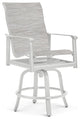 Aspen Sling High Back Swivel Balcony Stool, Coastal Mist
