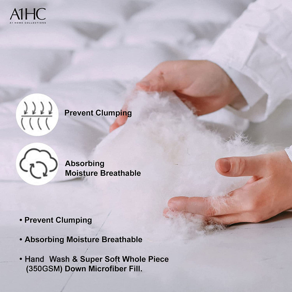 A1HC All Season Organic Cotton Down Alternative Microfiber Fill Duvet Insert, Qu