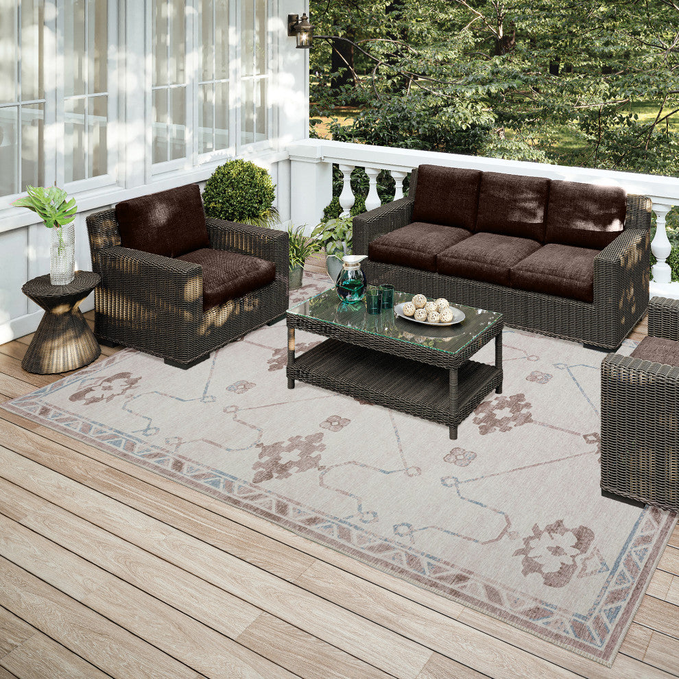 Indoor/Outdoor Sedona SN16 Parchment Machine Washable 10' x 14' Rug