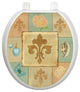 French Lily Collage Toilet Tattoos Seat Cover, Vinyl Lid Decal, Bathroom Accent, Round