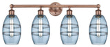 Edison-Vaz 4-Light 33" Bath Vanity Light, Antique Copper, Princess Blue