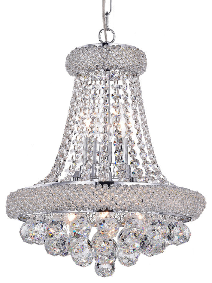 Isidra and Crystal 15" Chandelier, Chrome