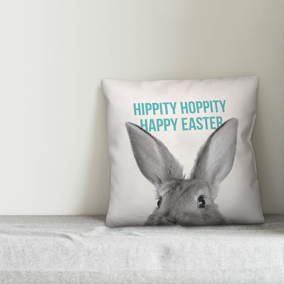 Hippity Hoppity Happy Easter 16x16 Throw Pillow Cover