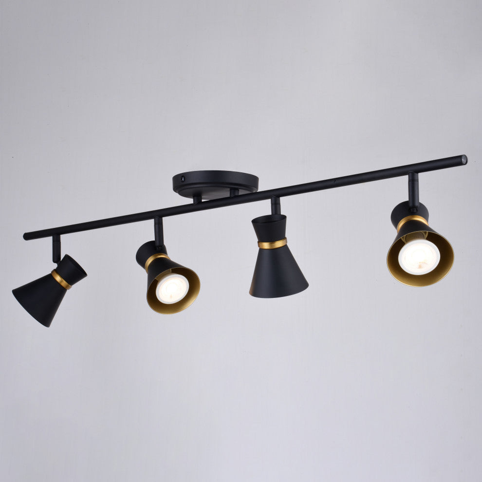 Alto LED Adjustable Ceiling Spot Track Light, Matte Black and Satin Brass, 4-Light