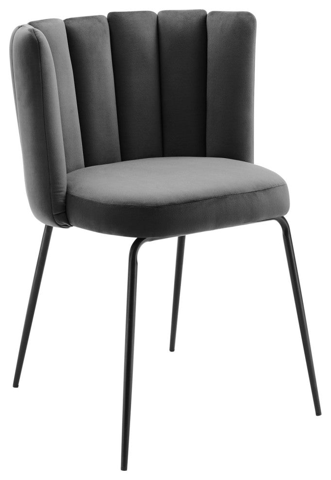 Virtue Performance Velvet Dining Chair Set of 2 Black Gray