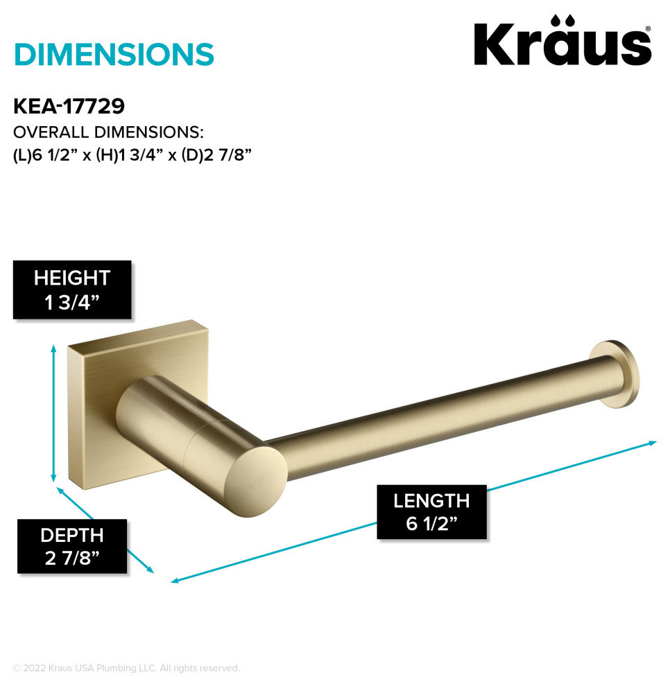 Ventus Bathroom Toilet Paper Holder, Brushed Gold