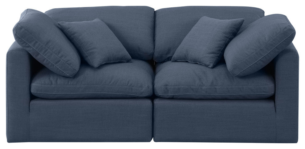 Indulge Upholstered Modular Sofa, Navy, 2-Piece: 2 Corner Chair, Down Stuffed Linen Textured Fabric