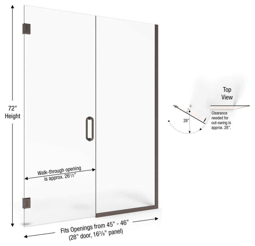 Basco CELA-935-46-72CL Celesta 72"H x 46"W Pivot Frameless Shower - Oil Rubbed