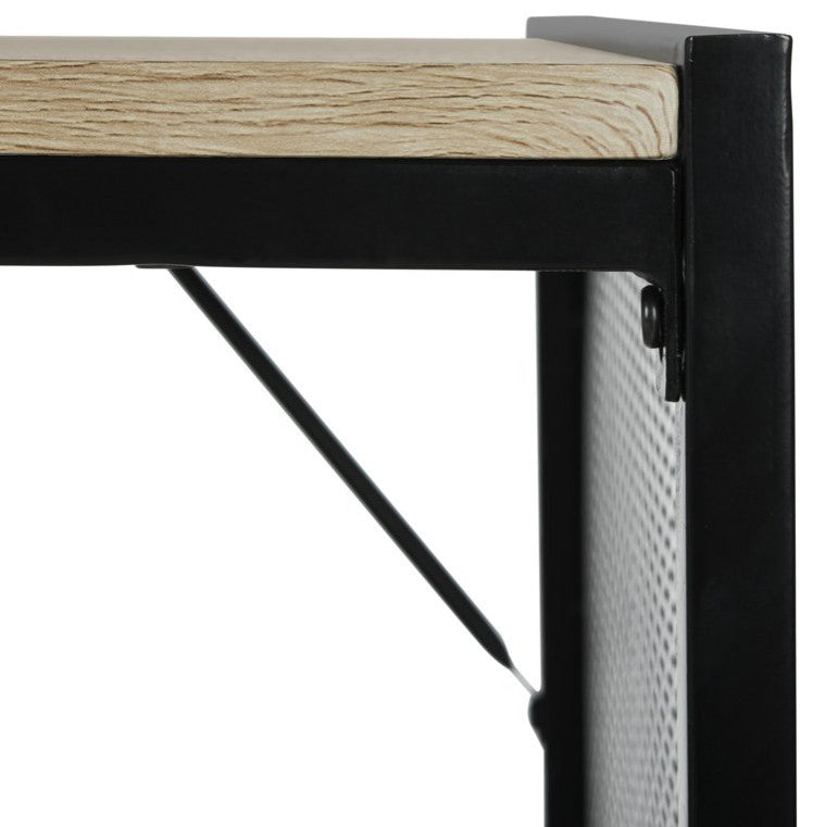 Contemporary Desk With Integrated Bookcase, Metal Frame & Multiple Open Shelves