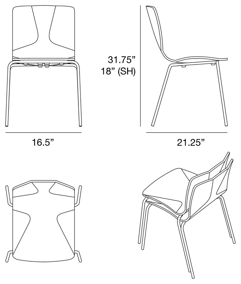 JC Stacking Chair, Walnut