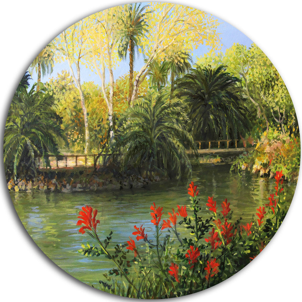 Garden Of Eden, Landscape Large Disc Metal Wall Art, 23"