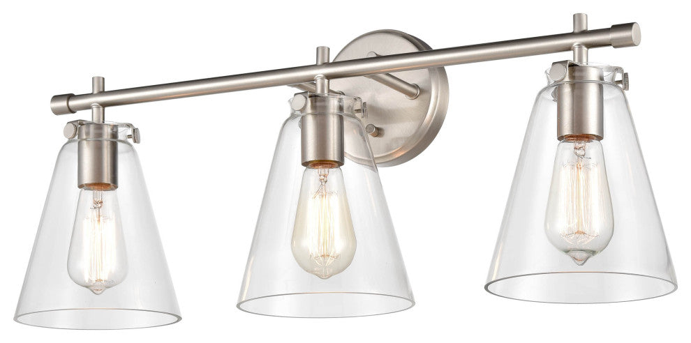 3 Light 27" Brushed Nickel Bathroom Vanity Light