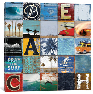 "Beach Town" by Charlie Carter, Canvas Print, 26"x26"