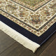 Mackenzie Regal Medallion Navy/ Ivory Fringed Area Rug, 9'10"X12'10"