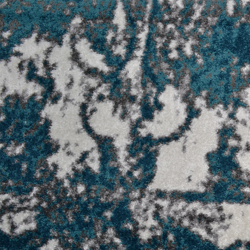 MACHINE MADE HEATSET POLYPROPYLENE AREA RUGS -Ivory Blue Color,Abstract Design