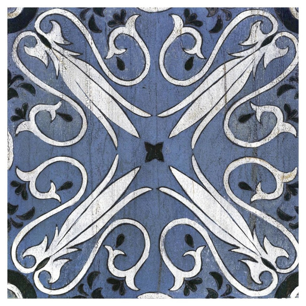 "Oxford II Indigo and Cream" Digital Paper Print by Silvia Vassileva, 26"x26"