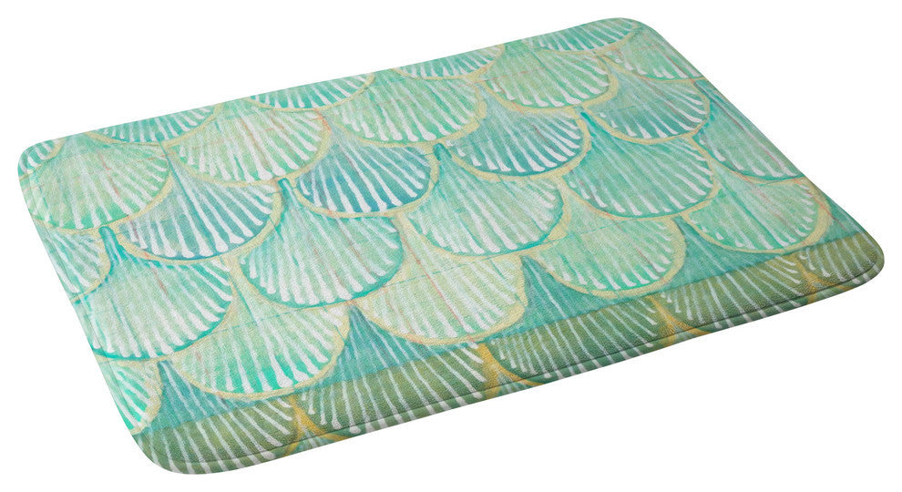 Cori Dantini Turquoise Scallops Memory Foam Bath Mat