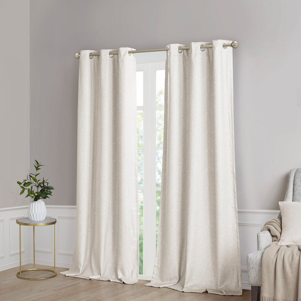 Madison Park Tonal Printed Faux Silk Room Darkening Curtain Panel Pair