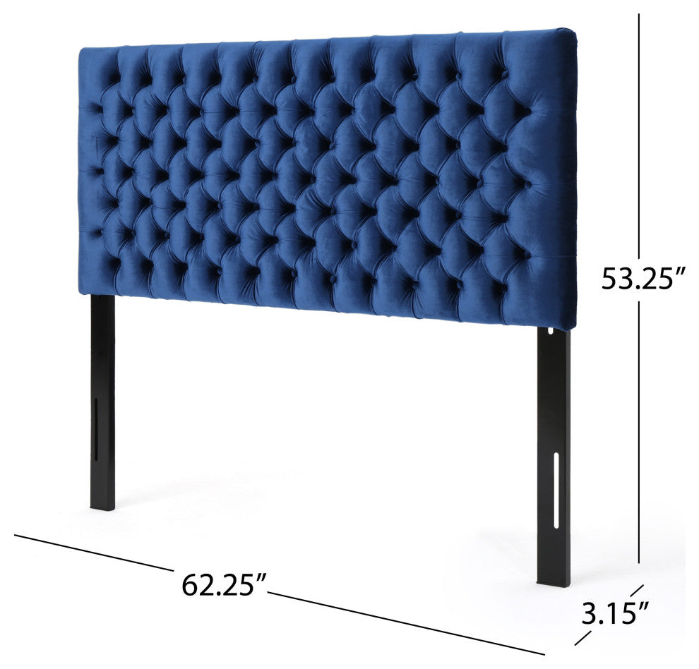GDF Studio Hunter Tufted Fabric Queen/ Full Headboard, Navy Blue