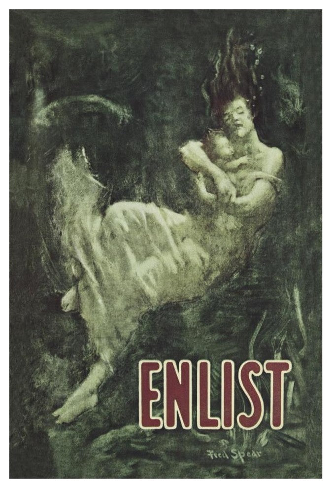 "WWI: Enlist (Sinking Lusitania Victim)" Paper Print by Fred Spear, 42"x62"